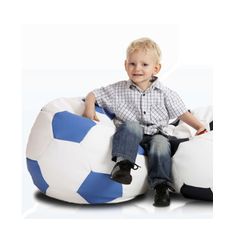 Sedací vak malá bielo modrá futbalová lopta TiaHome