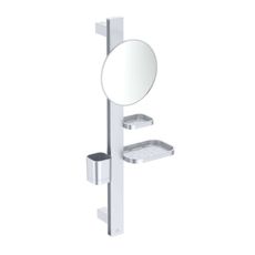 Ideal Standard ALU+ - Kozmetické zrkadlo s poličkou a pohárikom na kefky a pastu, strieborná BD589SI