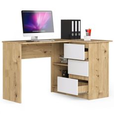 Počítačový stôl B16 pravá - dub artisan/biela