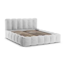 Svetlosivá čalúnená dvojlôžková posteľ s úložným priestorom a roštom 180x200 cm Lupine – Micadoni Home