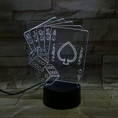 3Dmix 3DL-BTB019 – 3D LED nočná lampa - Poker (Karty a kocky) (Bluetooth reproduktor - farba biela)