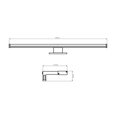 LED Kúpeľňové osvetlenie zrkadla ELBA LED/12W/230V 4000K 60 cm IP44 čierna