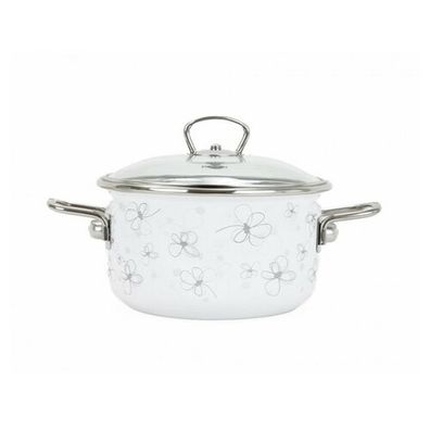 Belis Smaltovaný hrniec s pokrievkou Premium, biela, 24 cm, 5,5 l, 5,5 l