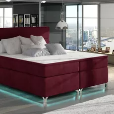 Posteľ Boxspring Amadeus + LED 200x180, vínová (látka - bao 16)