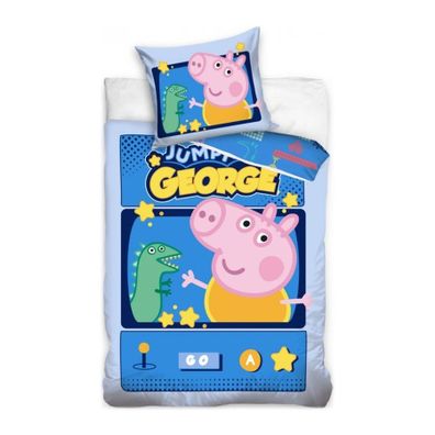 Detské posteľné obliečky Prasiatko Peppa - motív George Jumping game - 100% bavlna - 70 x 90 cm + 140 x 200 cm