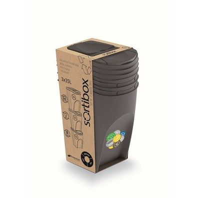 Kôš na triedený odpad Sortibox 35 l, 3 ks, sivá