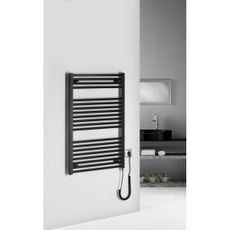 Aqualine - Kúpeľňový elektrický radiátor DIRECT-E 400W/230V 96 cm matná čierna