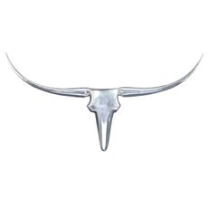 Estila Glamour chrómová nástenná dekorácia Silver Bull v tvare býčej lebky s lesklým povrchom a zaoblenými rohmi 120 cm