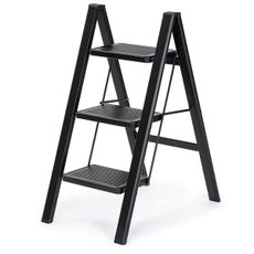 4Home Skladacie oceľové schodíky Steel, 3 stupne, čierna