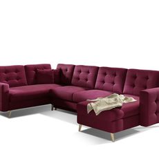 Eltap Rohová rozkládací sedací souprava ASGARD U 326 cm Mat Velvet 68 vínová univerzální