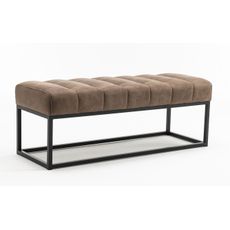 Estila Dizajnové retro sivo hnedá lavica Taxil s prešívanou sedacou časťou v odtieni taupe 108 cm