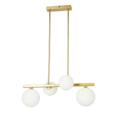 Závesné svietidlo so skleneným tienidlom v bielo-zlatej farbe Kama – Candellux Lighting