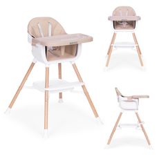 EcoToys Detská jedálenská stolička 2v1, béžová  ECOTOYS