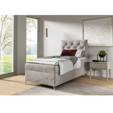 Boxspringová posteľ, 90x200, sivobéžová Taupe látka Velvet, pravá, GULIETTE + darček