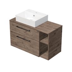 INTEDOOR Skriňa+umývadlo BEE, úchyt čierny, š.100 cm regál vpravo dub Wellington