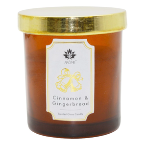 Arome Sviečka vo farebnom skle s viečkom, Cinnamon & Gingerbread, 125 g