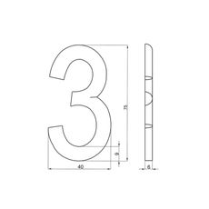 Číslica "3" 75mm bronz Bronz