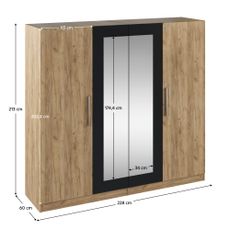 KONDELA Matisa šatníková skriňa so zrkadlom dub artisan / antracit