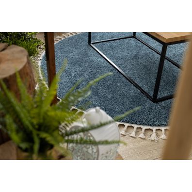 Dywany Łuszczów , Kusový koberec Berber 9000 blue kruh, 120x120 (priemer) kruh, modrá, obývacia izba