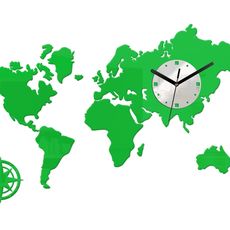 ModernClock 3D nalepovacie hodiny Mapa sveta zelené
