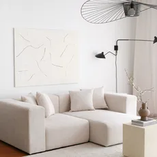 Zamatová rohová pohovka Yolo 222 x 110 cm, pravá, biela