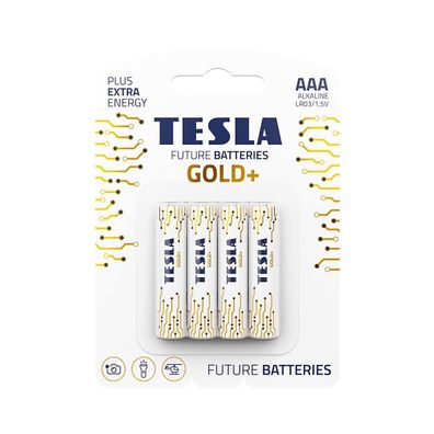 Tesla Batteries - 4 ks Alkalická batéria AAA GOLD+ 1,5V 1350 mAh