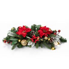 Vianočná dekorácia na stôl POINSETTIA s LED osvetlením, 50 cm