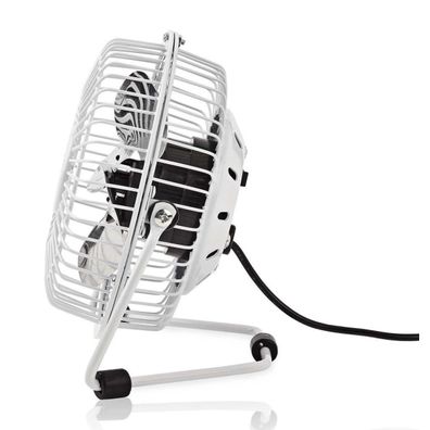 Nedis FNDK1WT10 - Stolný ventilátor 3W/USB 10 cm biela