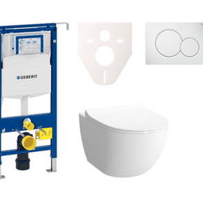 Cenovo zvýhodnený závesný WC set Geberit do ľahkých stien / predstenová montáž + WC VitrA VitrA Shift SIKOGES4N1