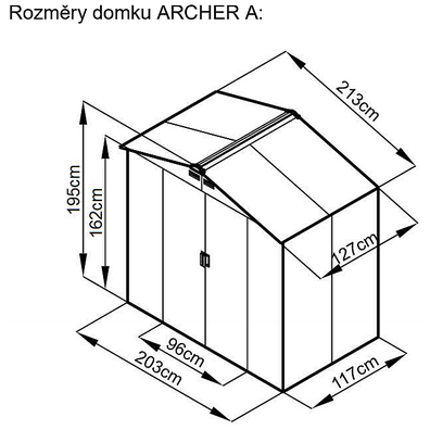 Záhradný domček plocha 213 x 127 cm (zelený)