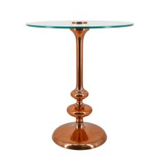 Estila Štýlový art deco konferenčný stolík Malta s medenou nohou a sklenenou doskou s glamour nádychom 56 cm