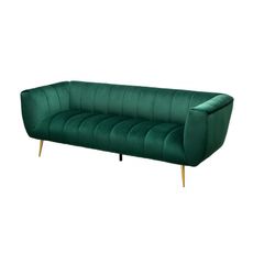 Estila Art-deco zamatová sedačka Vermont v zelenom prešívanom poťahu 225cm