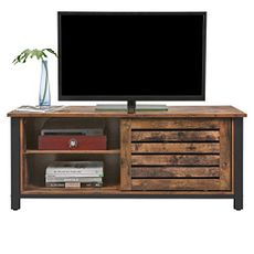 Rustikálny TV stolík 110 x 40 x 45 cm | čierno-hnedá