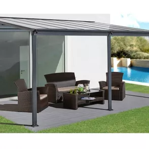 Hliníková pergola 4,96x3 m WALL 53 antracit Lanitplast Mléčně bílá (opál)