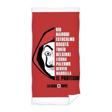 Bavlnená osuška Papierový dom - La casa de papel - Money Heist - motív El profesor - 100% bavlna - 70 x 140 cm