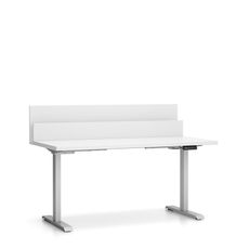 Výškovo nastaviteľný stôl SINGLE LAYERS, 160x80 cm, 2 motory, s prepážkami, biela