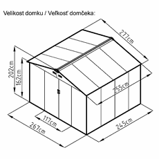 Záhradný domček plocha 277 x 255 cm (zelený)