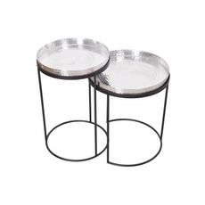 Estila Art-deco set okrúhlych príručných stolíkov Elements strieborná 53cm