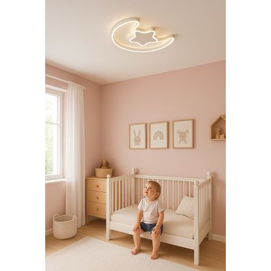 IKO LED stropná lampa s diaľkovým ovládačom – Mesiac s hviezdou