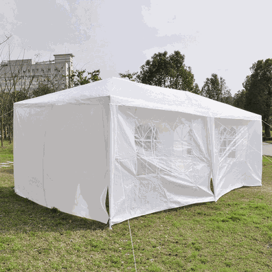 Záhradný párty stan, biela, 3x6 m, TEKNO TYP 2 + 6 bočných strán