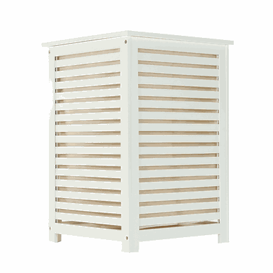 Kôš na bielizeň, lakovaný bambus/biela/béžová, BASKET