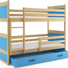 Interbeds Rico poschodová posteľ 190cm x 80cm borovicové drevo Prírodná-modrá