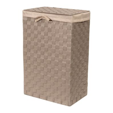 Hnedý viskózny kôš na bielizeň s vekom Compactor Laundry Basket Linen, výška 60 cm