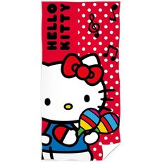 Bavlnená plážová osuška Hello Kitty - motív Malá hudobníčka - 100% bavlna - 70 x 140 cm