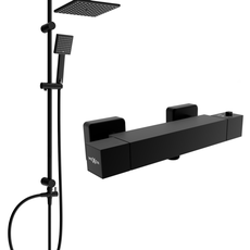 Sprchový set MEXEN Tord - termostatická sprchová baterie Cube černý