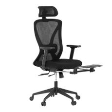 Ergonomická kancelárska stolička ZANE s podnožkou — sieťovina/látka, čierna