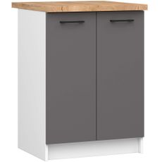 Ak furniture Kuchyňská skříňka OLIVIE 60x85 cm matná bílá/matná grafitově šedá/dub přírodní