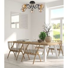 Stropné svietidlo so skleneným tienidlom v čierno-zlatej farbe Unica - Candellux Lighting