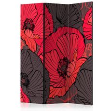 Paraván Pleated poppies Dekorhome 135x172 cm (3-dielny)