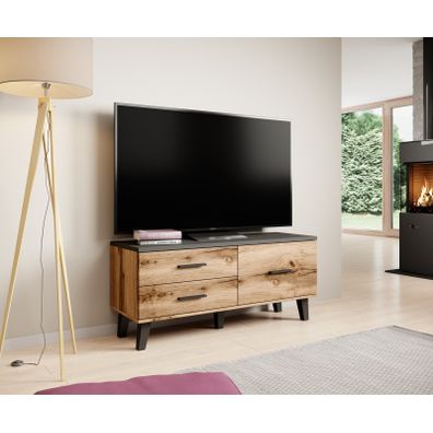 CAMA MEBLE Lotta 120 1D2S tv stolík dub wotan / čierna